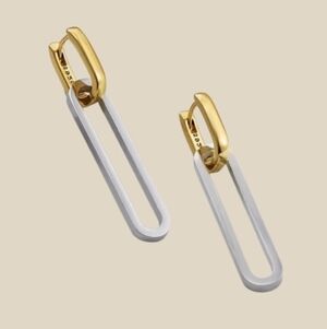 Two-Tone Geometric Paperclip Link Earrings • NWOT